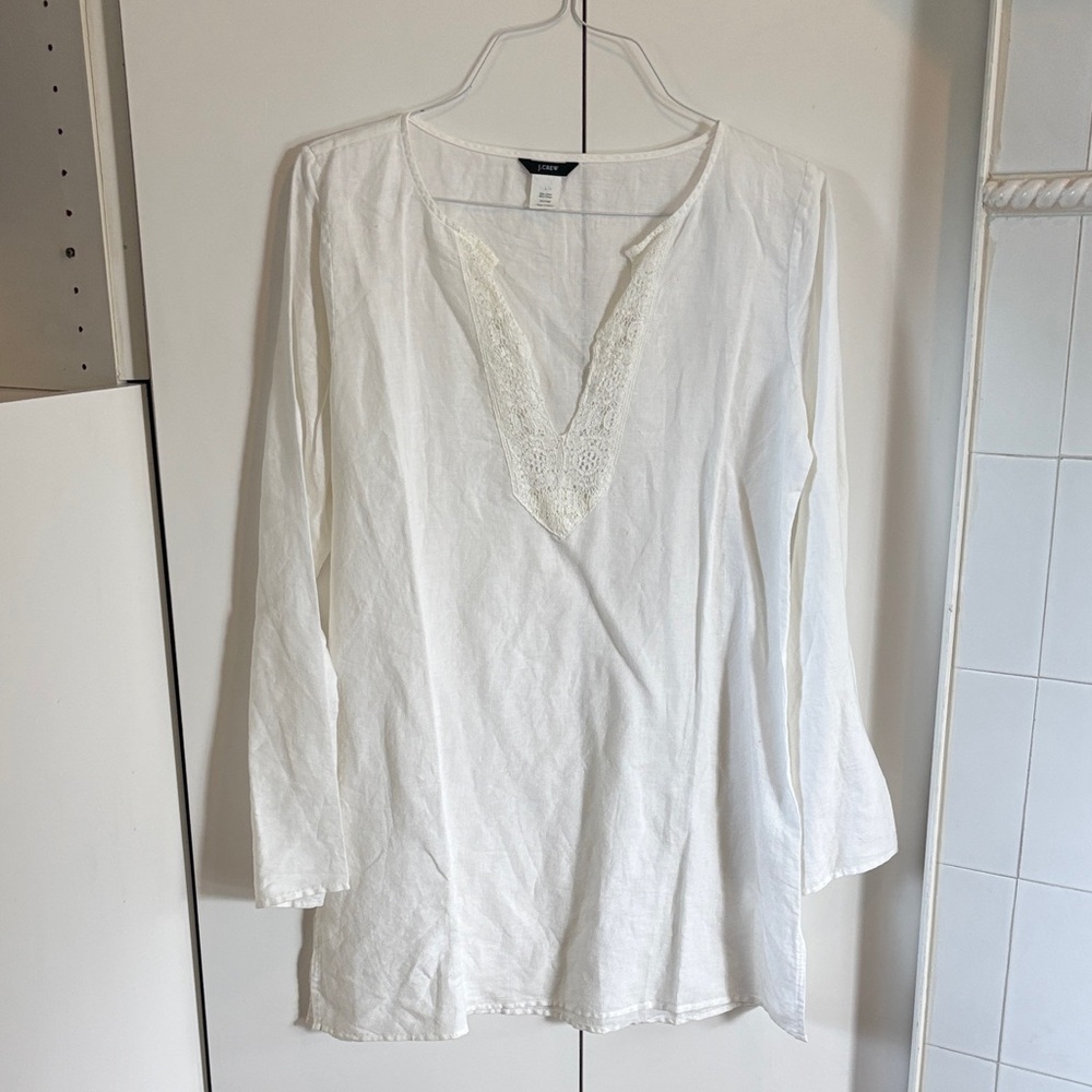 White Lace Trim Women's Top
